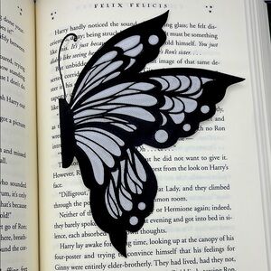 Black and Sliver 3D Printed Butterfly Bookmark
